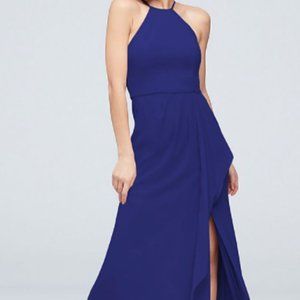 High-Neck Chiffon Bridesmaid Dress with Cascade